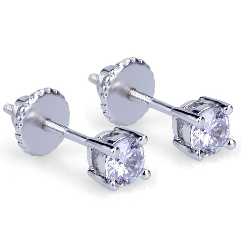 Gold Plated Micro Inlaid Zircon Thread Earrings – 4mm Universal Hip Hop Jewelry_voghion.com