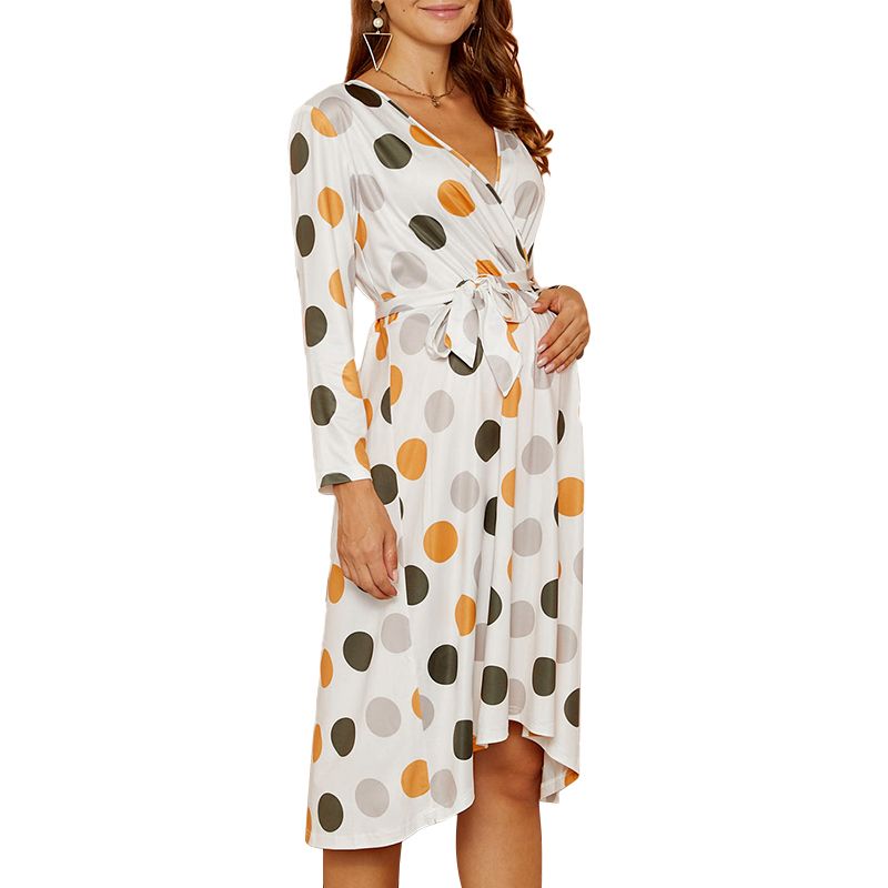 Maternity Women's Polka dot Nursing Midi Dresses_voghion.com