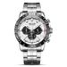 Reloj cronógrafo MEGIR para hombre con esfera Panda - Reloj de vestir de acero inoxidable resistente al agua con manecillas luminosas y ventana de fecha_voghion.com