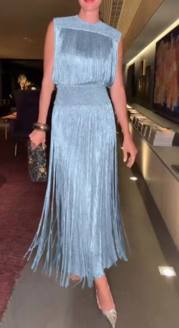 Ženska odjeća Elegantna haljina s resicama Zabavna haljina bez rukava Odijelo od dva dijela_voghion.com