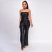 Women's Clothing Sleeveless Sequin Belt Jumpsuit Solid Color Tube Top Backless Jumpsuit_voghion.com