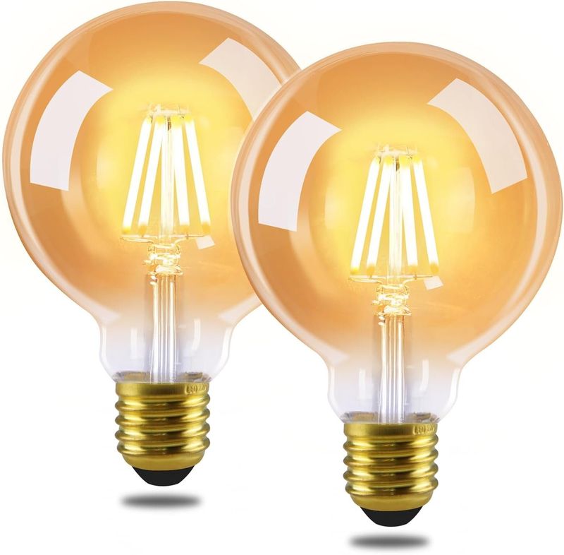 LED-Beleuchtung, 2er-/6er-Pack Vintage E27 LED-Glühbirne G80, warmweißes Filament_voghion.com