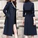 Women's Trench Coat Long Silky Drape Coat Long Over The Knee Coat_voghion.com