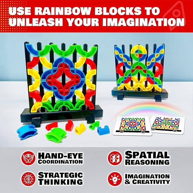 Creative Building Block Set For Toddlers, 30 Pattern Cards, Open-Ended Play Toy For Sensory Development And Problem Solving Skills_voghion.com