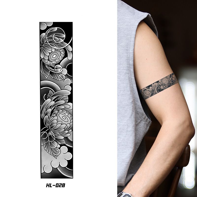 Temporäres Tattoo-Ärmelarmband – Wasserfestes Blumenranken-Dornwellen-Design, realistische Fake-Tattoo-Aufkleber für Männer und Frauen_voghion.com