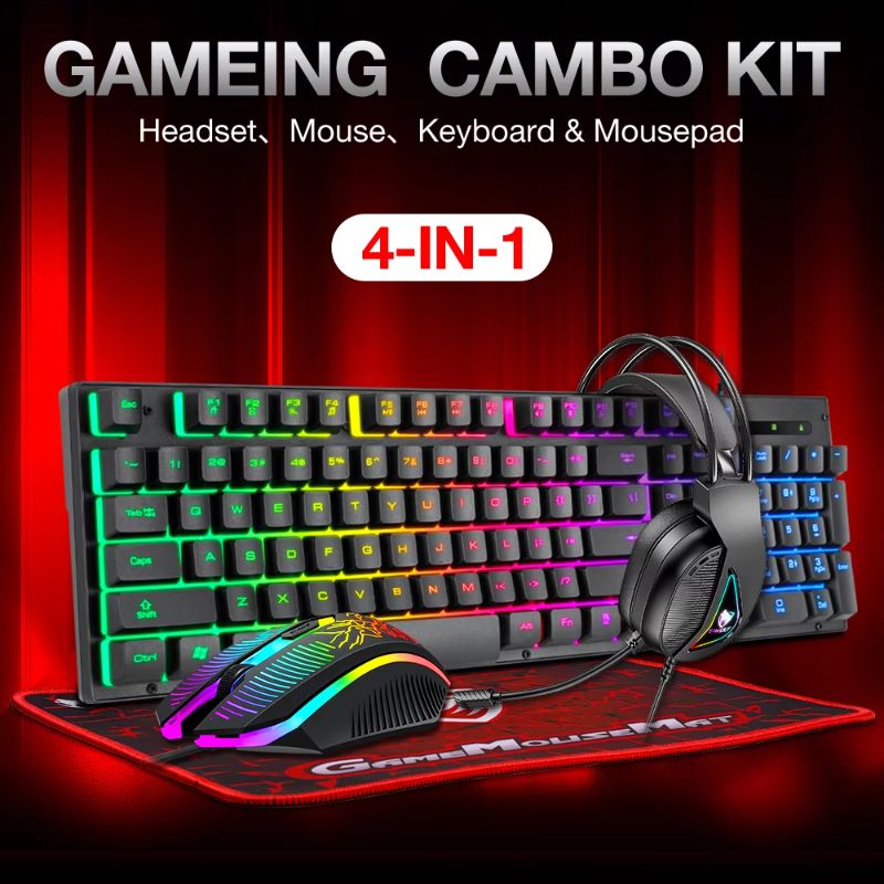4 In 1 Gaming Keyboard And Mouse And Gaming Headset And Mouse Pad Wired LED RGB Backlight Keyboard Combo For Desktop Computer PC_voghion.com