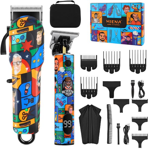 Professional Barber Clipper Set – Cordless Hair Trimmer Kit With Graffiti Design & Detachable Blades (USB Charging, Low Noise 36dB)_voghion.com