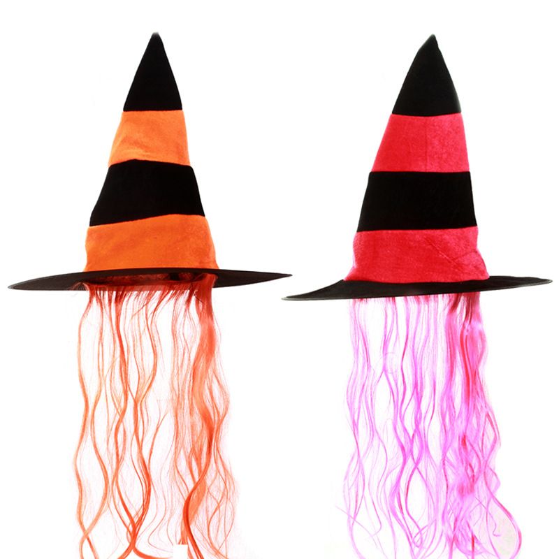 Articoli per feste in maschera Articoli per Halloween Accessori da bar Cappello da mago elegante con capelli Cappello da strega_voghion.com