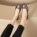 The first layer of cowhide thin sole small single shoes women's rhinestones slip-on casual double fold egg roll small leather shoes_voghion.com