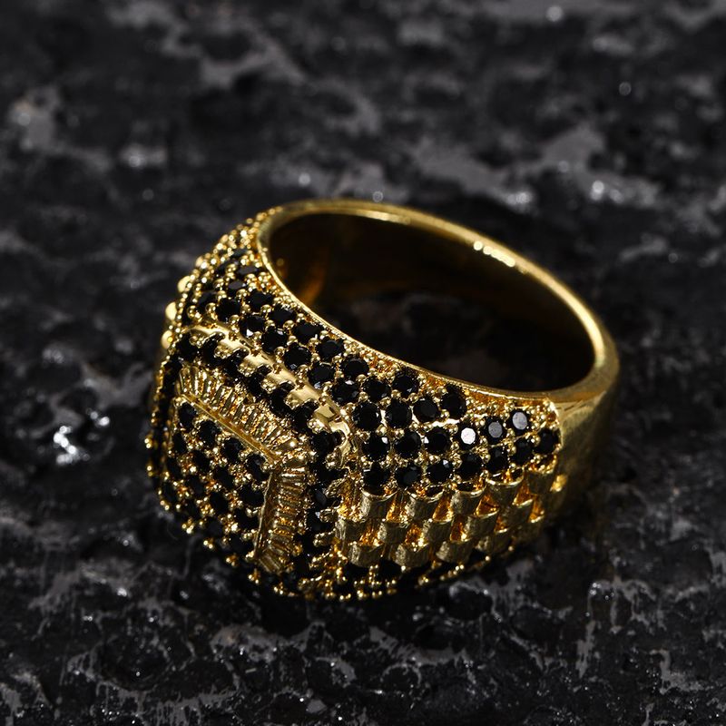 Hip hop style micro studded business high street trendy men's diamond personality classic pop ring_voghion.com