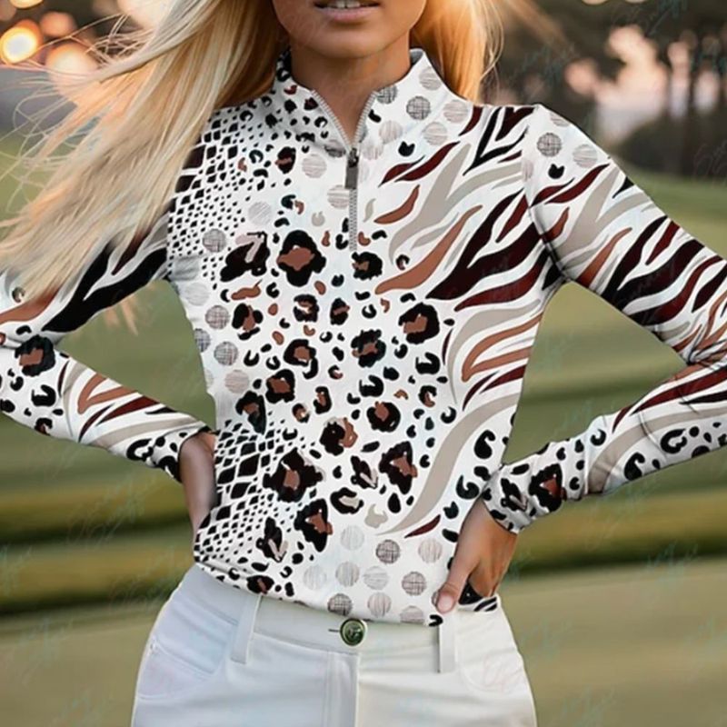 Dameskleding GOLF Gestreept Golf Ademend sneldrogend golfpoloshirt_voghion.com