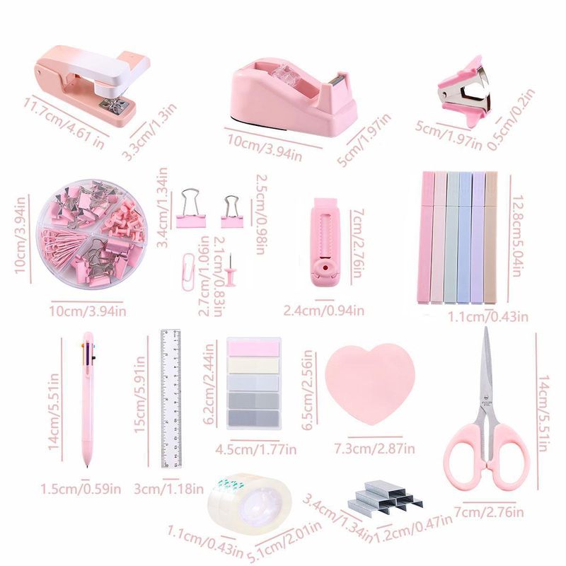 ​Pastel Stationery Set With Stapler, Scissors, Tape & Staple Remover - Cute Office & School Supplies For Students, Teachers & Professionals_voghion.com
