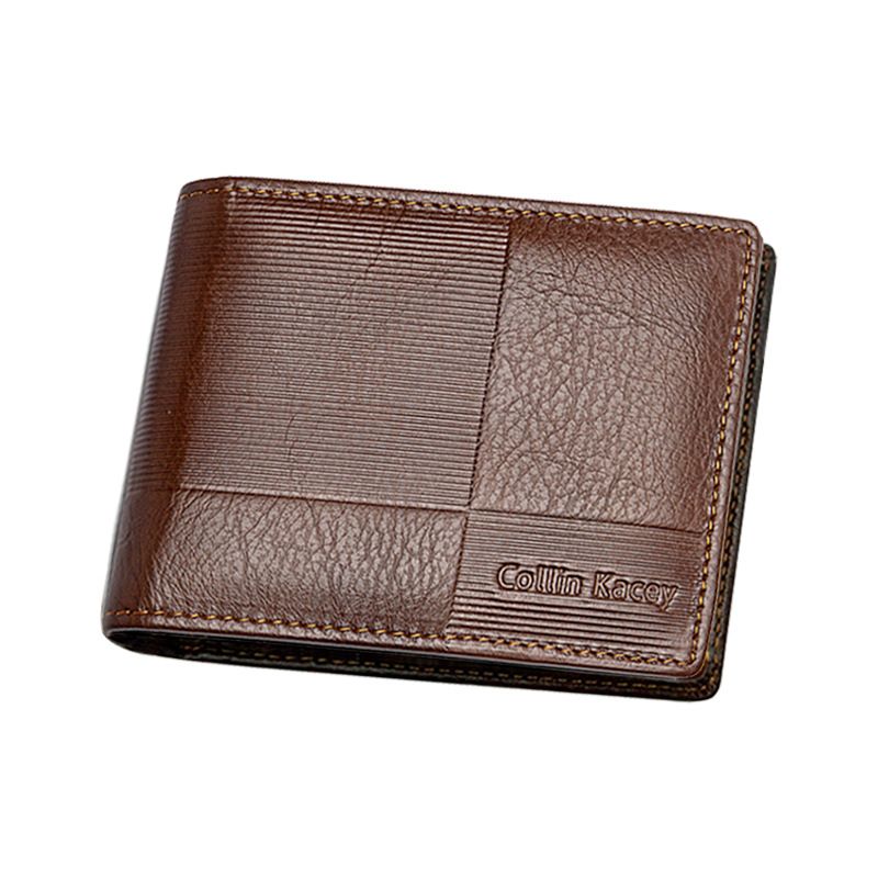New Cowhide Men's Leisure ID Fashion Short Silver Bag Business Multi Card Wallet_voghion.com