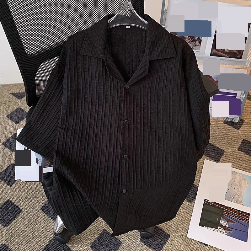 Roupas de verão masculinas estilo Hong Kong, design de nicho solto para estudantes, novas blusas masculinas interessantes, roupas externas_voghion.com