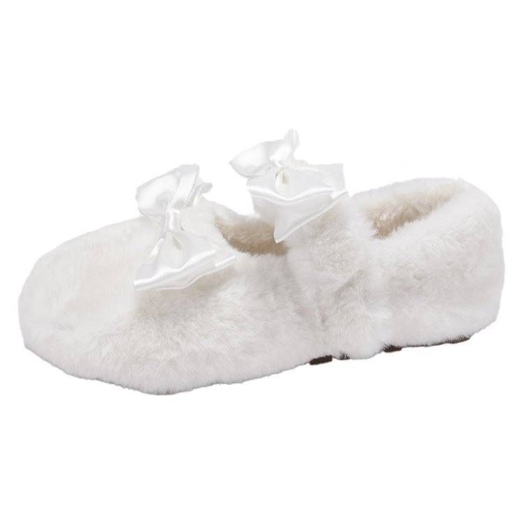 Nuove scarpe da donna autunno/inverno 25 con doppio fiocco e scarpe in cotone felpato, senza calzini_voghion.com