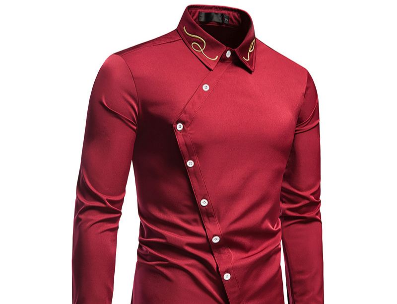 Herrenbekleidung New Hollow European Size Herren Trendy Besticktes Asymmetrisches Langarmhemd Western Denim Shirt_voghion.com