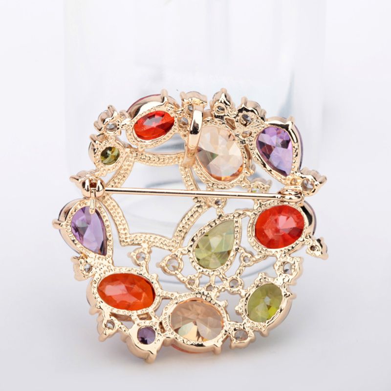 Mona Lisa mixed color zircon small pin brooch European and American temperament accessories_voghion.com