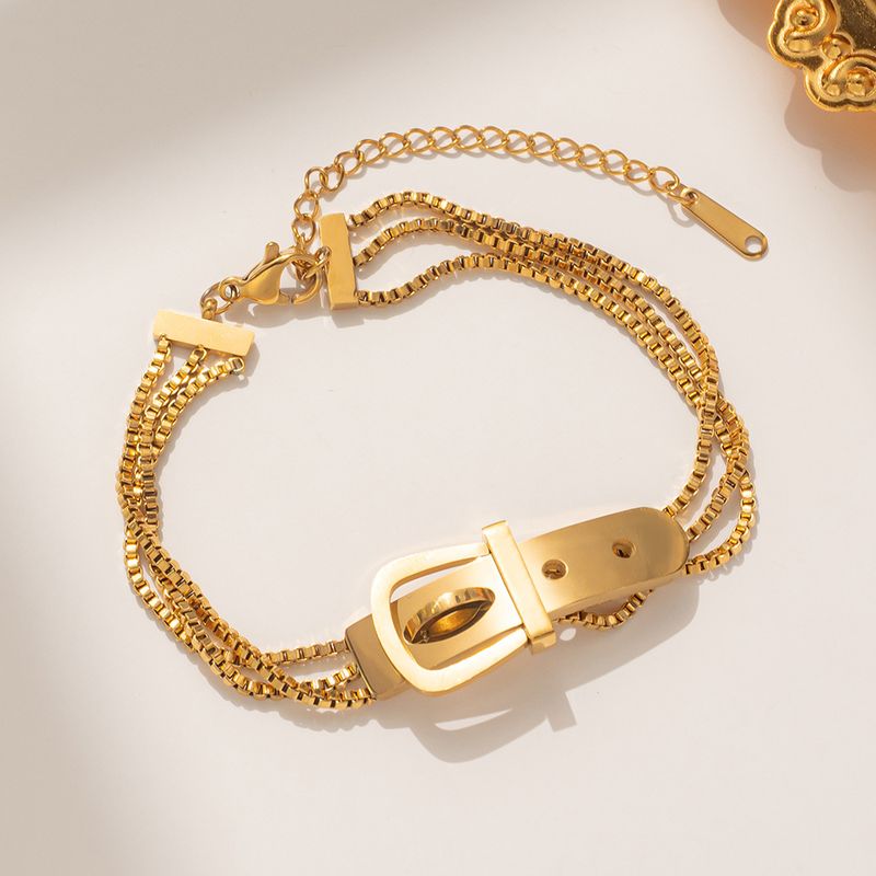 Unusual Design Belt Buckle Shape Stainless steel Charm Bracelets Fashion Jewelry Accessories For Christmas Party Girls_voghion.com