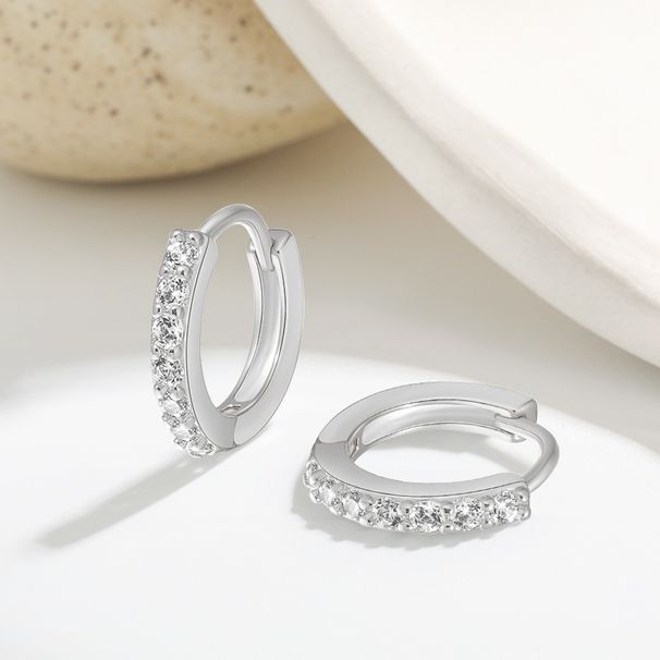 Versatile earrings with simple circular earrings European and American style trendy women sweet diamond studded single row circular earrings_voghion.com