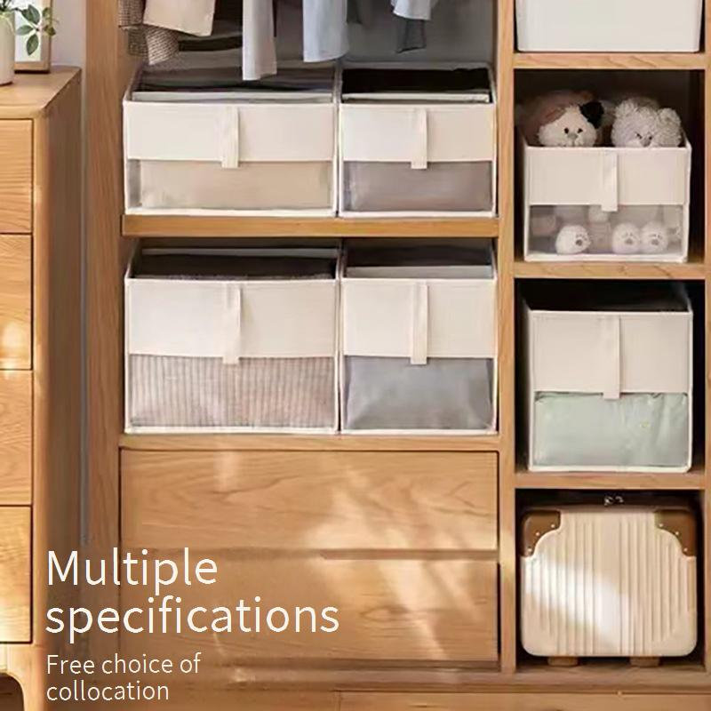 Japanese-Style Foldable Fabric Storage Box – Breathable Mesh Drawer Organizer For Clothes, Underwear & Accessories (35L, Stackable, No Lid)_voghion.com