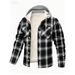 Men's Plush-Lined Hooded Jacket - Checkered Fleece-Lined Coat With Button Front (Dark Blue/Green/Black-Gray, S-XXXL)_voghion.com