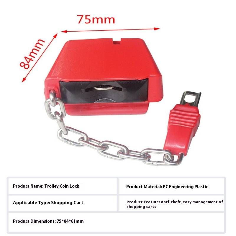 Münzbetriebenes Einkaufswagenschloss – Robuste Sicherheit für Einkaufswagen in leuchtend rotem Design (Modell: MJ-STL08)_voghion.com