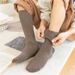 Autumn and winter velvet padded wool calf socks men's stockings warm high tube for the elderly women's long socks_voghion.com