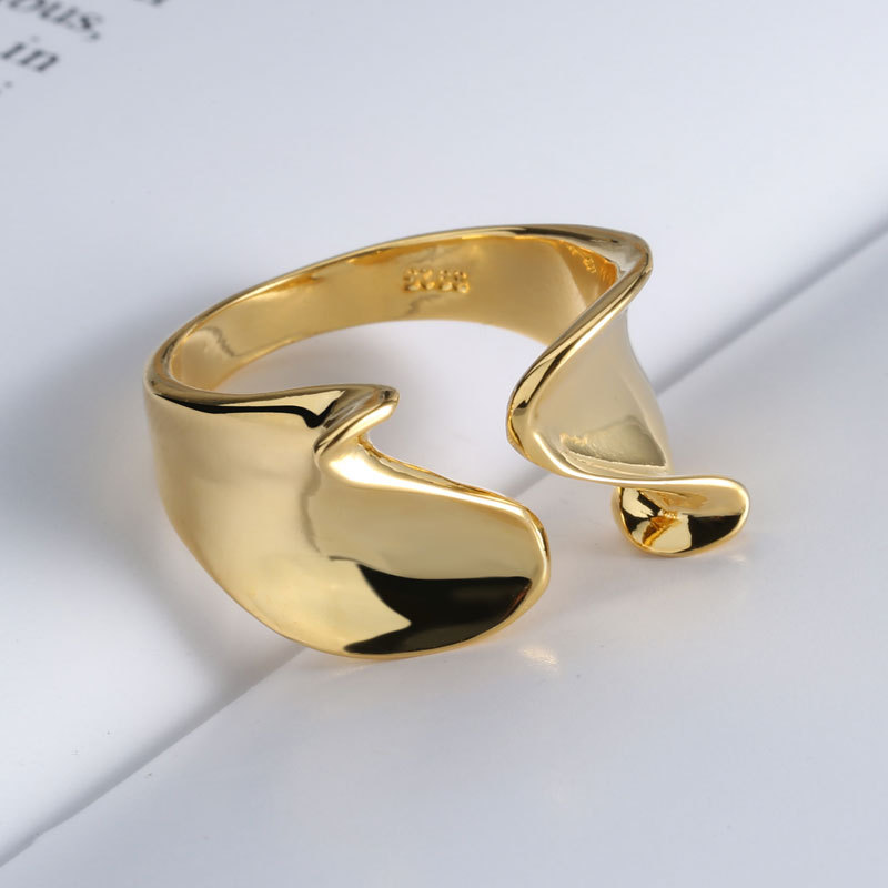Sterling VENUS Sier Creative Geometric Twisted Ring Women's Adjustable Size Open Ring Fashion  Party Acce_voghion.com