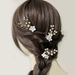 Copricapo da sposa, set di 3 forcine per capelli a forma di U con fiori bianchi in ceramica, vendita diretta in fabbrica oltre confine_voghion.com