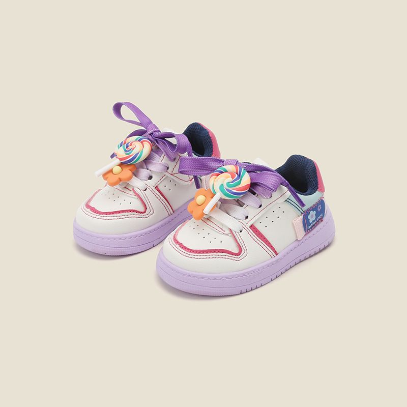Cor contraste pequena flor tênis bebê criança sapatos meninas sapatos de tabuleiro pirulito primavera e outono bebê único sapatos casuais_voghion.com