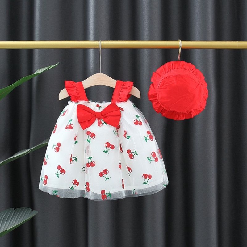 Sommerbabyjentekjole barnenett hvit chiffon prinsessekjole barn søte bursdagsfestklær koreansk stil spedbarnskjole_voghion.com