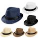 Pălărie unisex pentru bărbați și femei, Fedora, Trilby, cu bor larg, din paie, pentru plajă, soare, gentleman, adulți_voghion.com