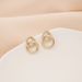 Gold Color Double Circle Stud Earrings For Women Korean Exquisite Simple Metal Crystal Earring Luxury Party Jewelry Gifts_voghion.com