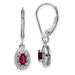 Sterling Silver Rhodium Plated Diamond And Lab Created Ruby Dangle Leverback Earrings_voghion.com