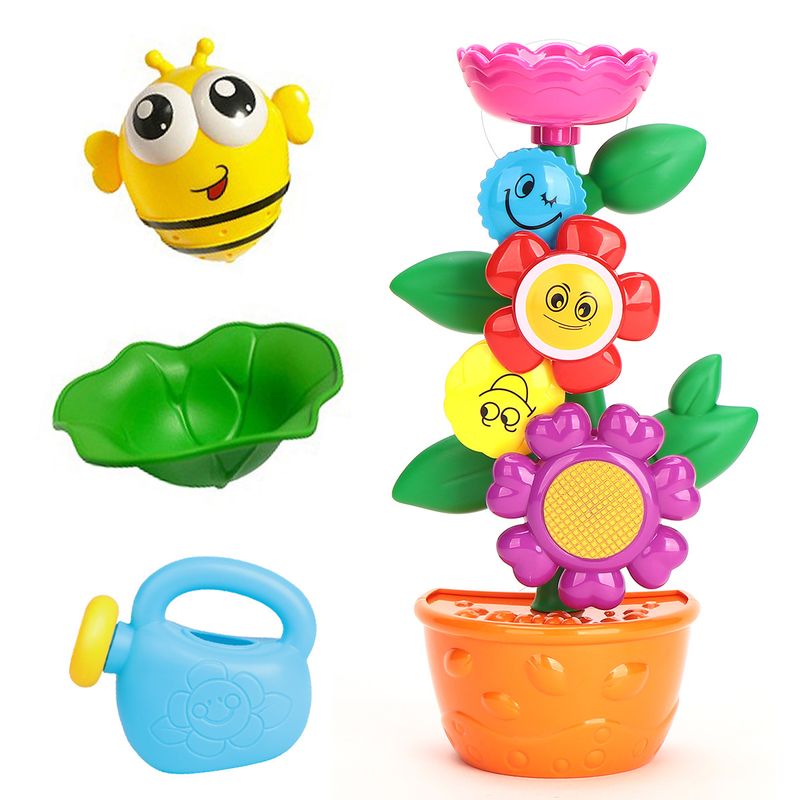 Hot-selling Children's Fun Bathroom Rotating Fun Shower Toy Baby Bathing Play Sun Flower Potted Plant Set Batch_voghion.com