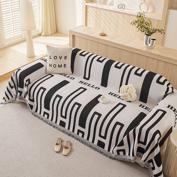 Bohemian Stripe Chenille Sofa Cover – Full Coverage Slip-Resistant Protector For Sectional Couches (180x130cm To 180x460cm, 6 Colors)_voghion.com