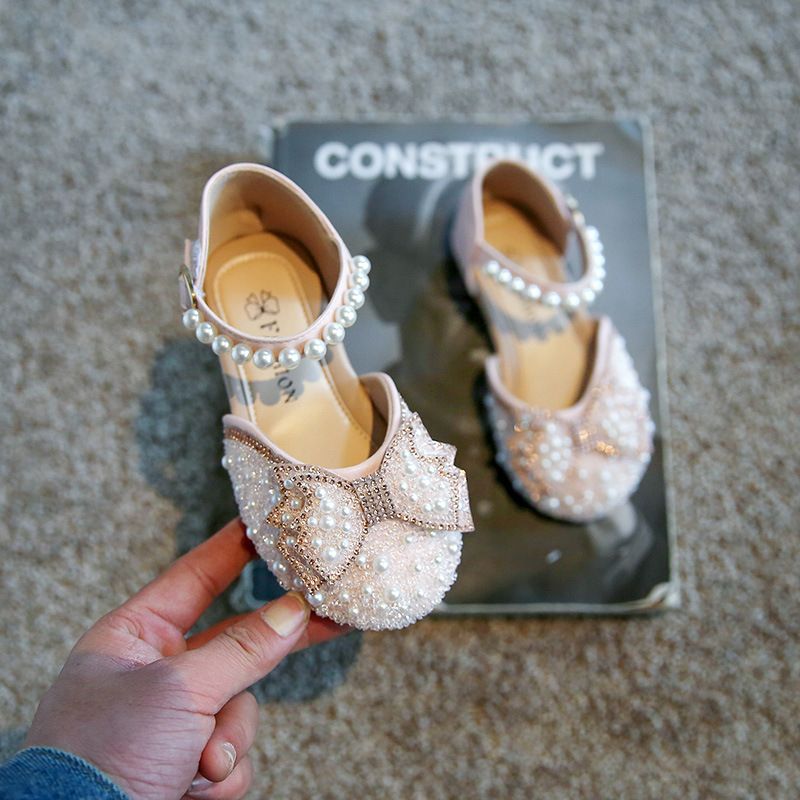 Sandálias para meninas verão 2024 nova primavera e outono única pérola sola macia princesa meninas crianças sapatos de cristal_voghion.com