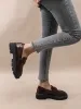 designer in black and white Thick soled loafers new autumn square with women's single fashion all match small leather_voghion.com