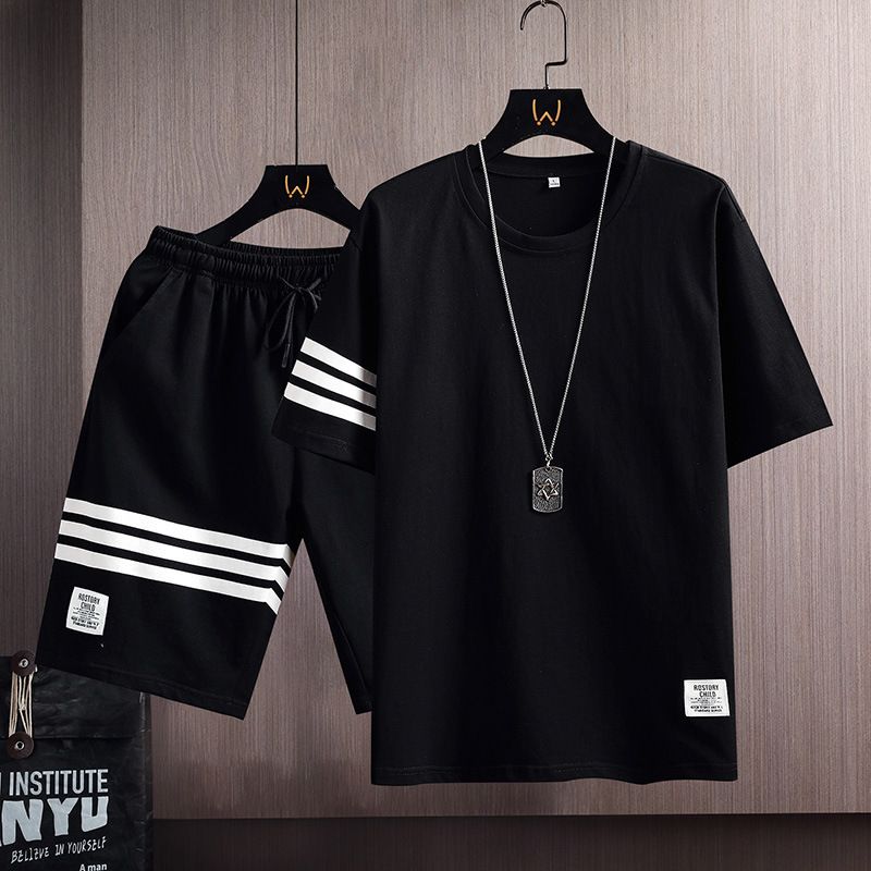 Herrenbekleidung Anzug Baumwolle Kurzarm Herren T-Shirt Herren Casual Fashion Marke Dünne Herren Sportbekleidung Anzug_voghion.com