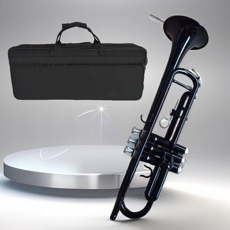 Blechblasinstrument Trompete für Anfänger, abgestufte schwarze Farbe, B-Dur-Band-Performance_voghion.com