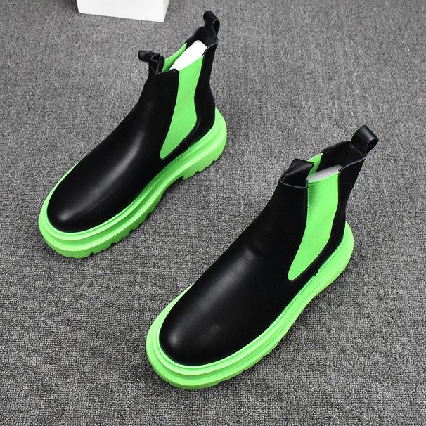 A Tide of Hundred koreai változata férfi magas szárú Martin csizmával, zhongbang lélegző brit bebújós cipővel_voghion.com