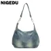 Borsa a tracolla casual da donna in denim con doppia cerniera, borsa a tracolla da donna in tela di qualità, borse da viaggio blu Bolsa_voghion.com