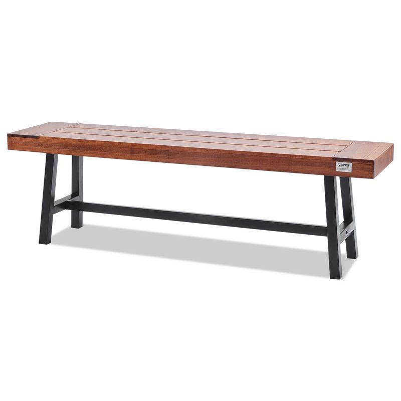 VEVOR Outdoor Bench, 63 Inches Wood Garden Bench With Metal Leg For Outdoors, Outdoor Garden Park Bench, 500 Lbs Load Capacity Bench, Dining Bench Patio Bench For Garden, Park, Yard, Front Porch_voghion.com