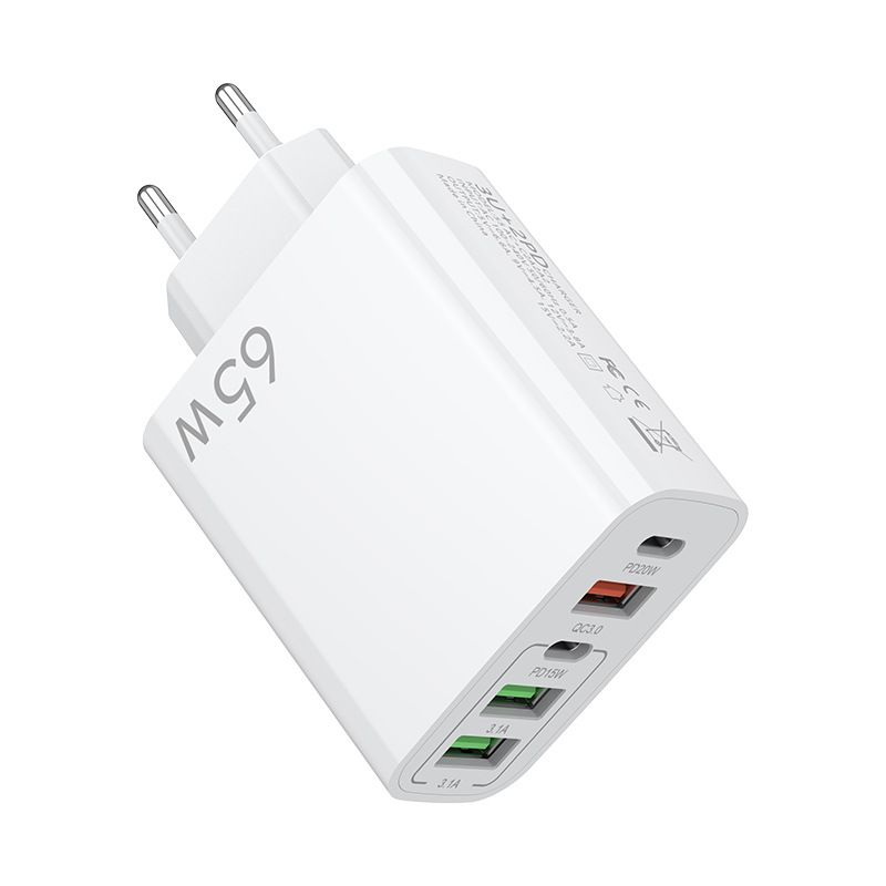 European multi mobile phone charger with dual circuit fast charging head 3USB+2C port, American standard five port_voghion.com