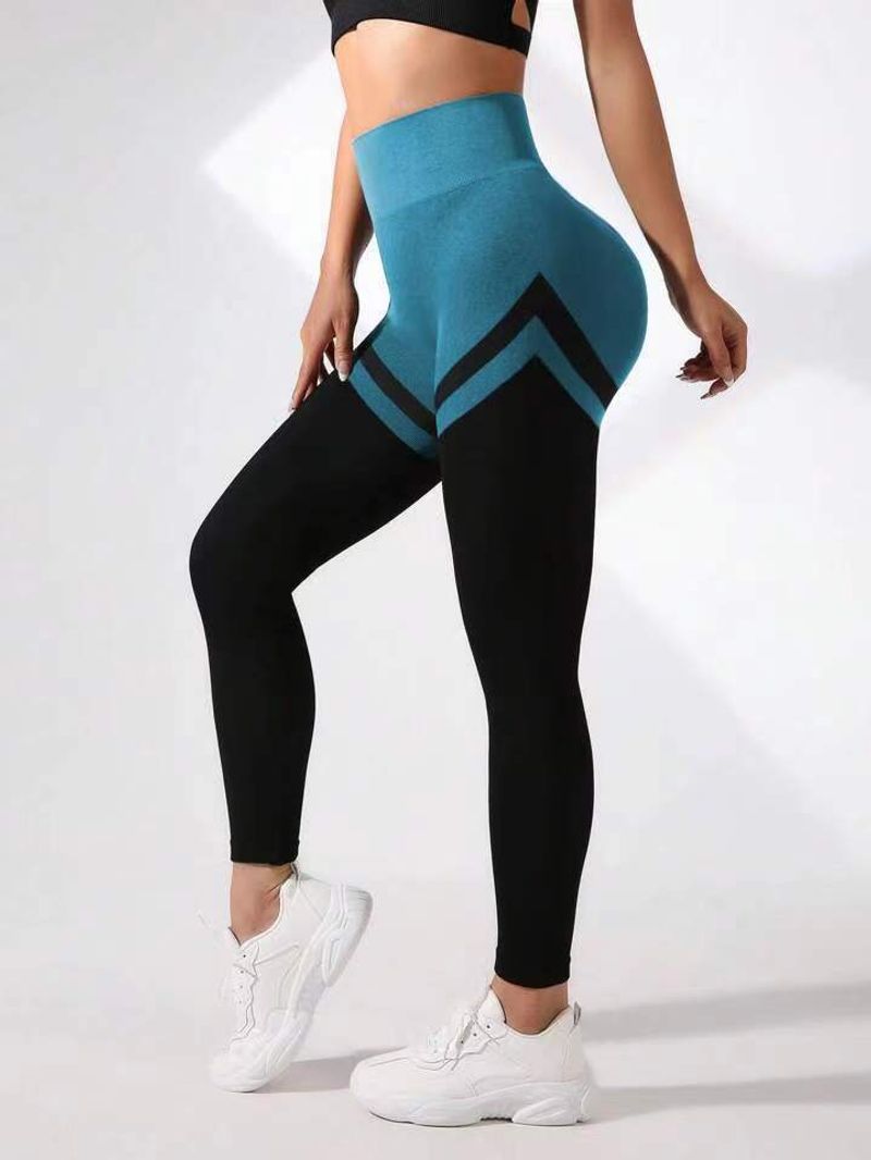 Naadloze gestreepte perzikkleurige yogabroek voor billenlifting, snel drogend, hoge taille, lange broek voor buitensporten en fitness voor dames_voghion.com