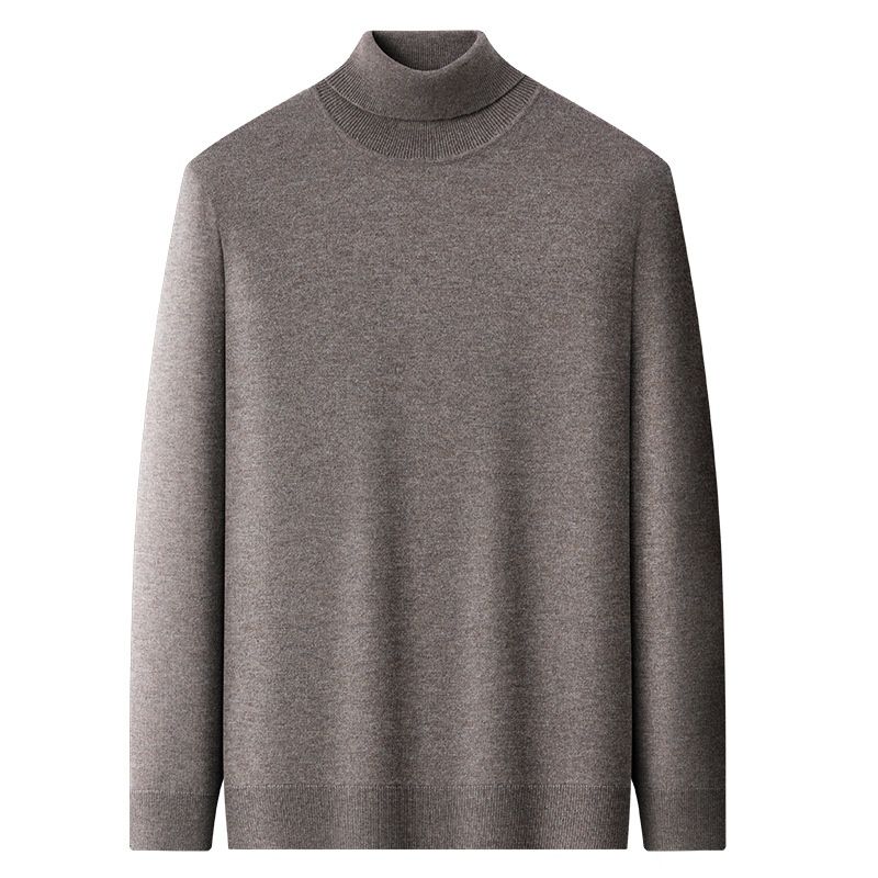 Czysty, 100% warstwa bazowa, gruba, jesienno-zimowa męska, ciepła, dzianinowa wełniana bluza z kołnierzem stójką i zamkiem błyskawicznym_voghion.com
