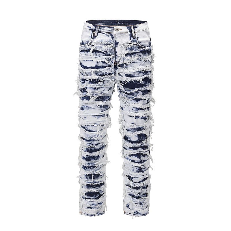 Heren- en damescross-border gewassen jeans voor in de lente en herfst Amerikaans retro raw edge design losse rechte wijde pijpen vloer dweilbroek_voghion.com