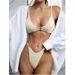 Women's new small trough bikini solid color trough small circle swimsuit triangle bag swimsuit women_voghion.com