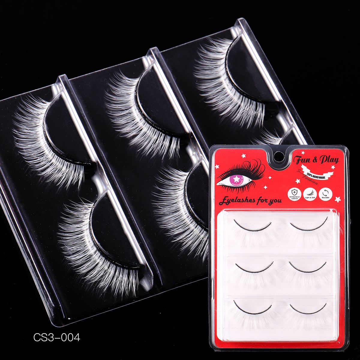 New Exaggerated Holiday Style White False Eyelashes 3 Pairs Long And Short Synthetic Eyelashes_voghion.com