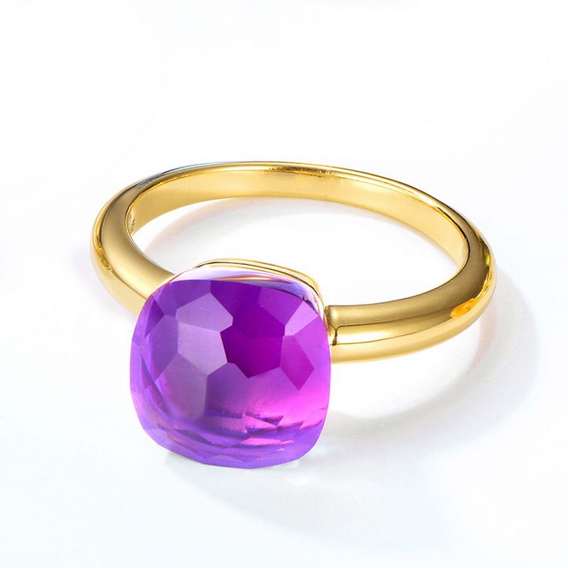 Semplice anello con pietra preziosa colorata da donna, anello da dito in argento S925 con ametista intarsiata, moda, tutto abbinato, sensazione di alta qualità_voghion.com